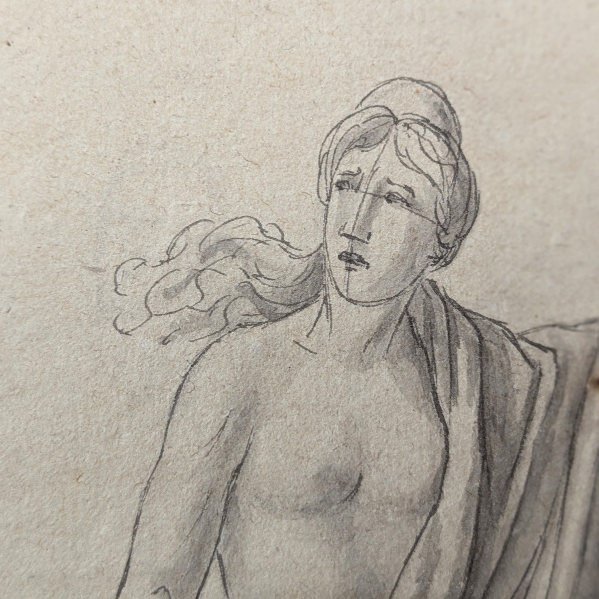 Le jugement de Pâris - dessin à la plume vers 1800-photo-4