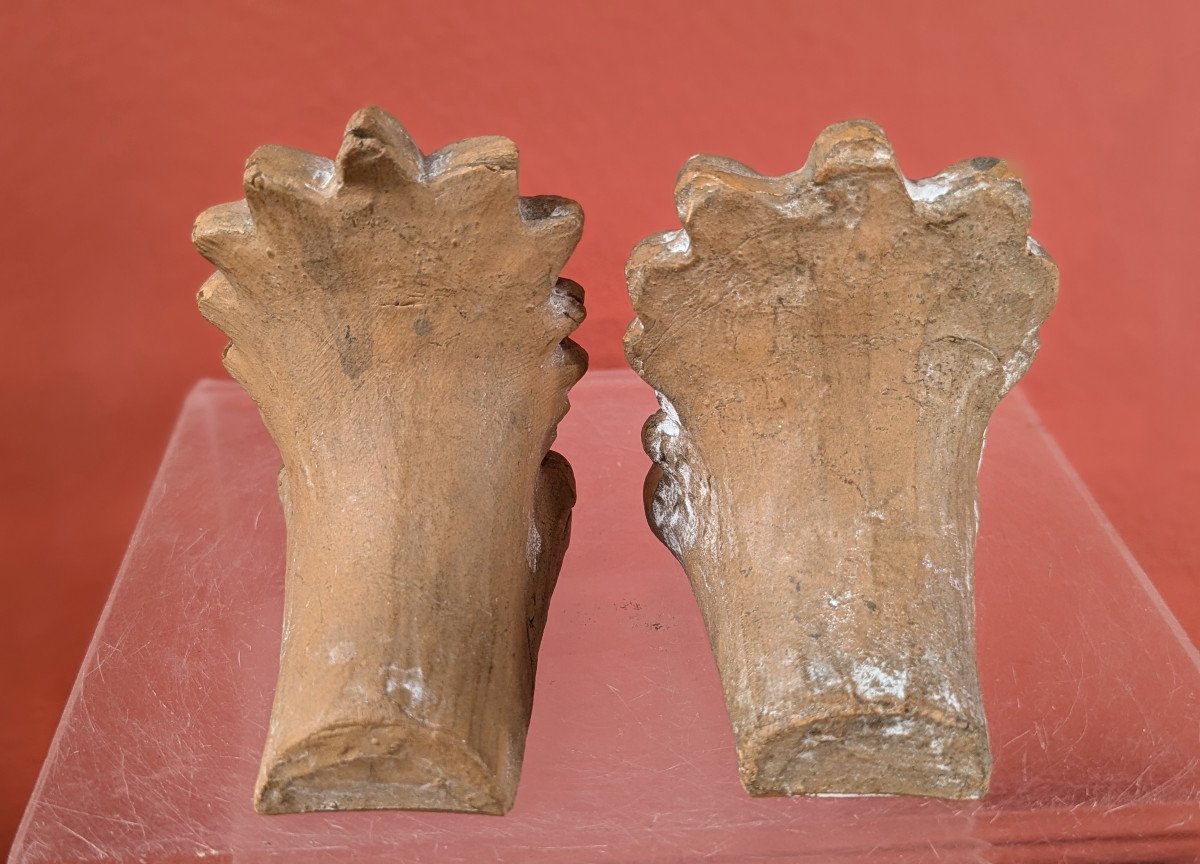 Two Miniature Acroteria Or Antefixes - 19th Century Grand Tour Terracotta-photo-2