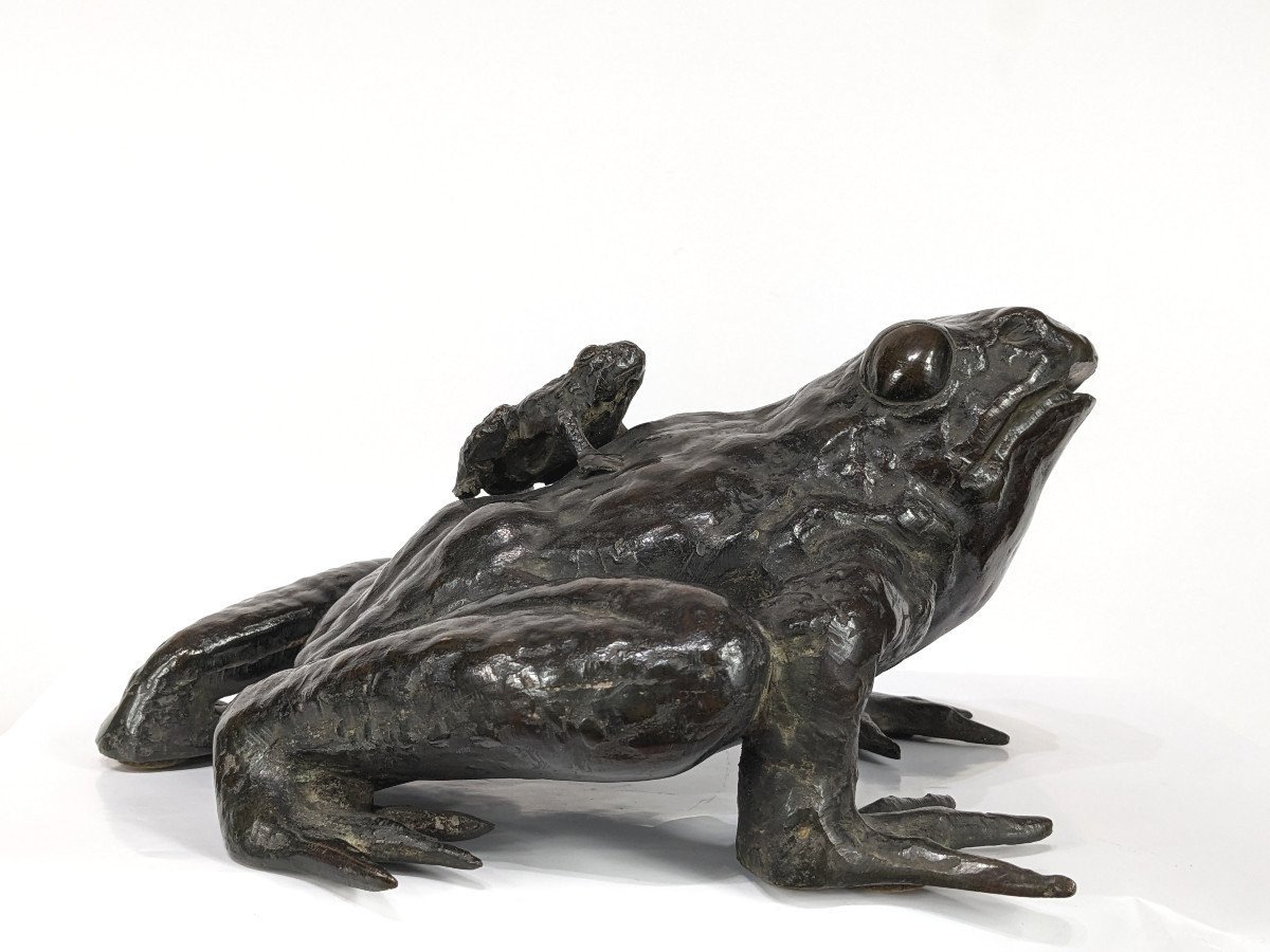 Crapaud en bronze - Japon showa 1950-photo-2