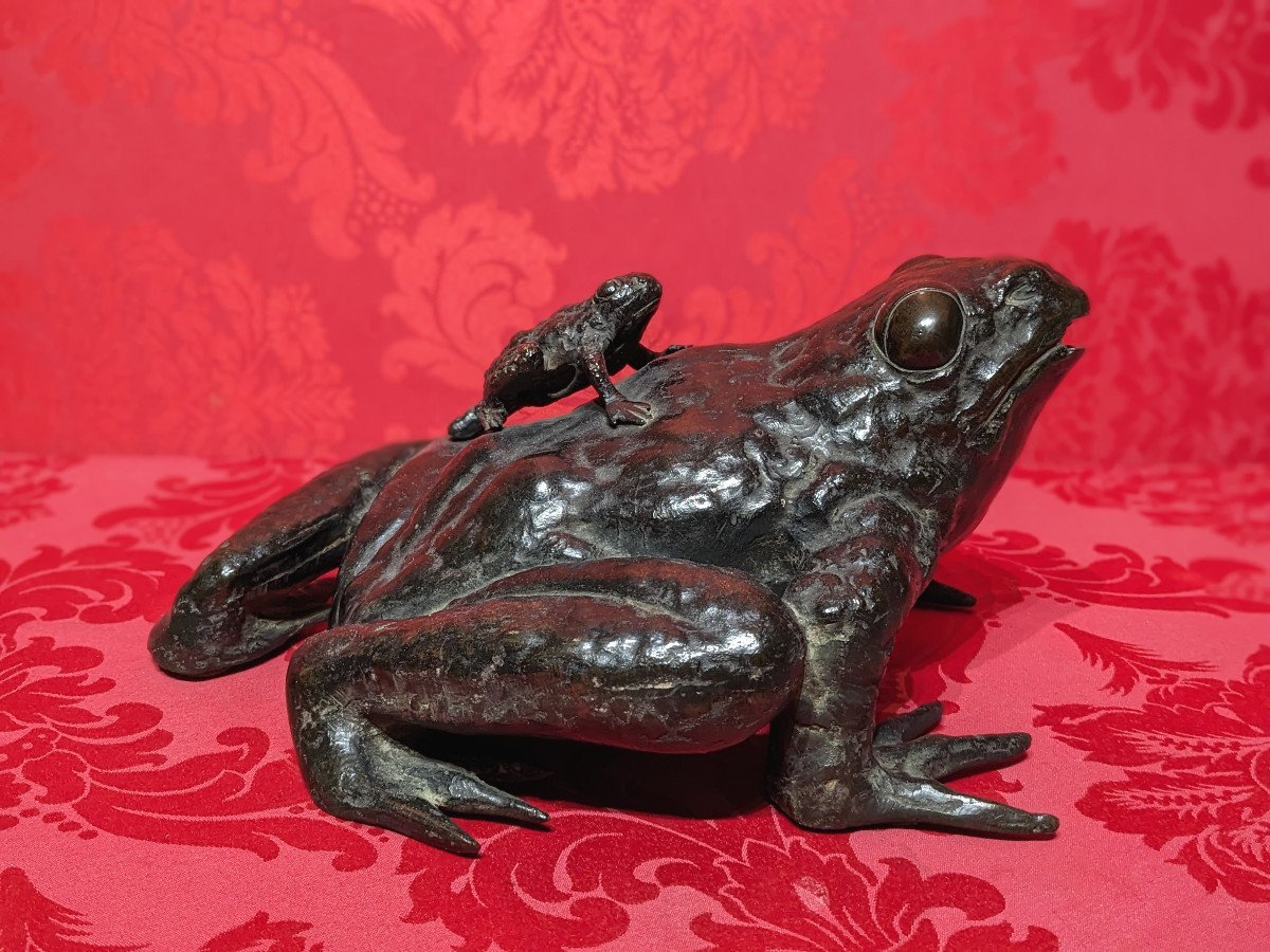 Crapaud en bronze - Japon showa 1950-photo-3