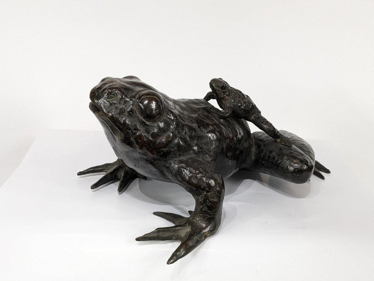 Crapaud en bronze - Japon showa 1950-photo-4