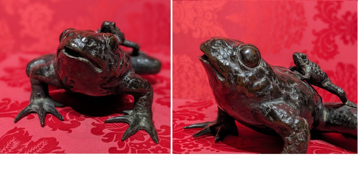 Crapaud en bronze - Japon showa 1950-photo-2