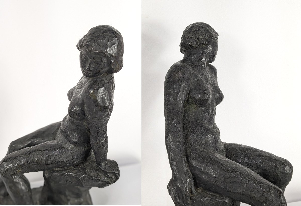 Sleeping Nude - Bronze 1954 By Takashi Mine 1913-2003-photo-6