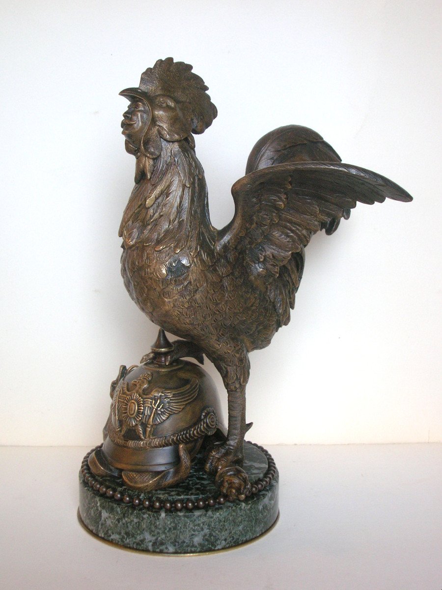 Le Marechal Foch en coq victorieux - bronze circa 1918-20-photo-3