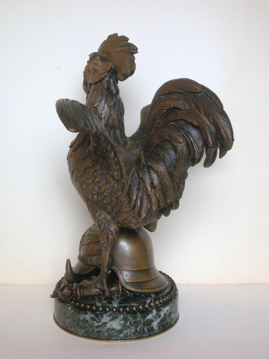 Le Marechal Foch en coq victorieux - bronze circa 1918-20-photo-4