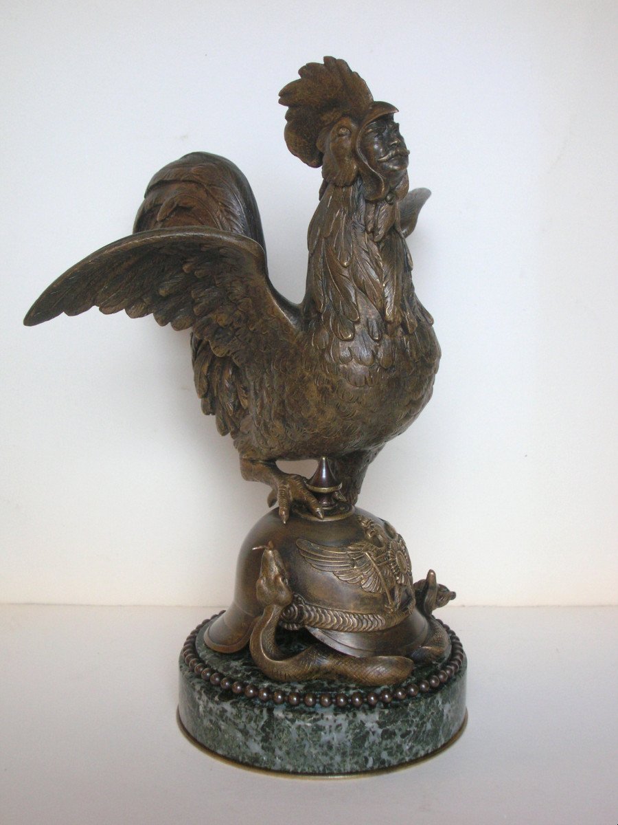 Le Marechal Foch en coq victorieux - bronze circa 1918-20-photo-1