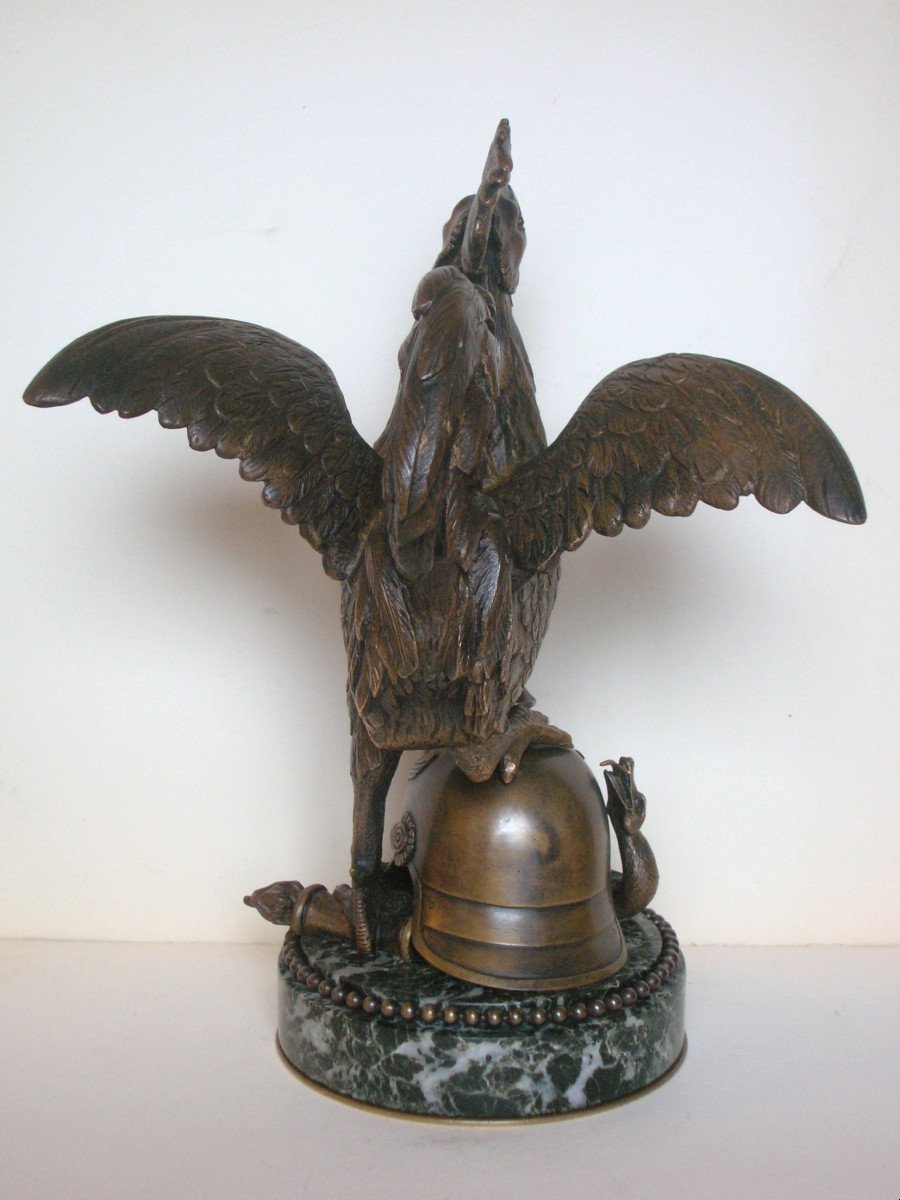 Le Marechal Foch en coq victorieux - bronze circa 1918-20-photo-2