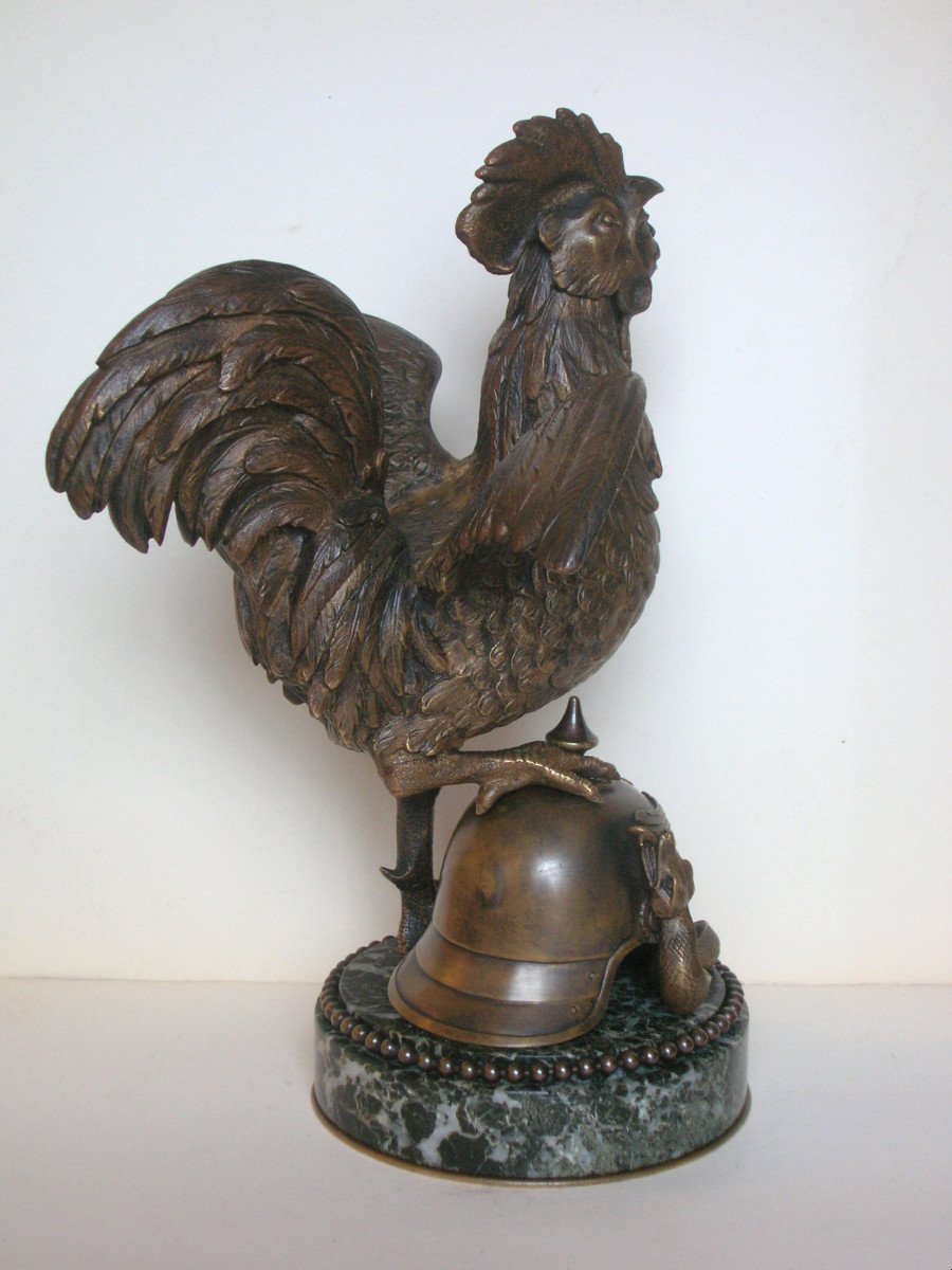 Le Marechal Foch en coq victorieux - bronze circa 1918-20-photo-3