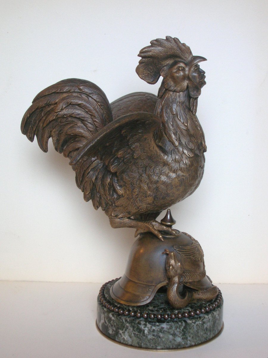 Le Marechal Foch en coq victorieux - bronze circa 1918-20-photo-4