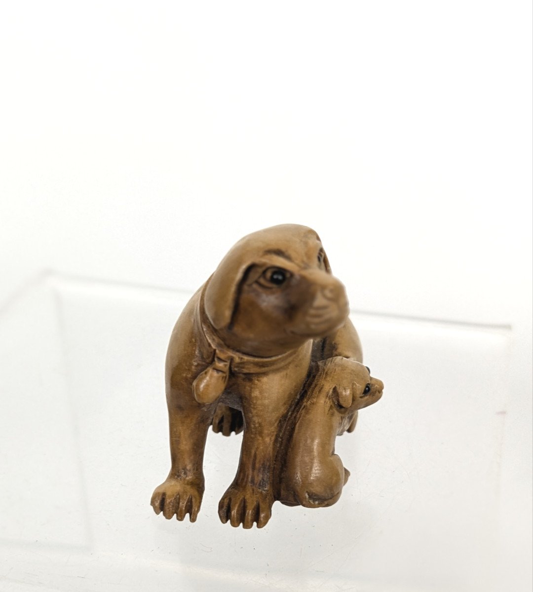 Female Dog And Puppy - Netske Japan Mid 20th Century-photo-3