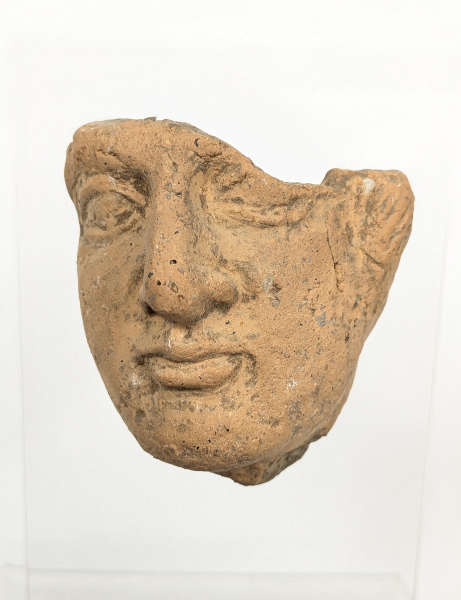 Fragment Of A Face, Terracotta, Rome -- Late Empire 1st-4th Century-photo-2