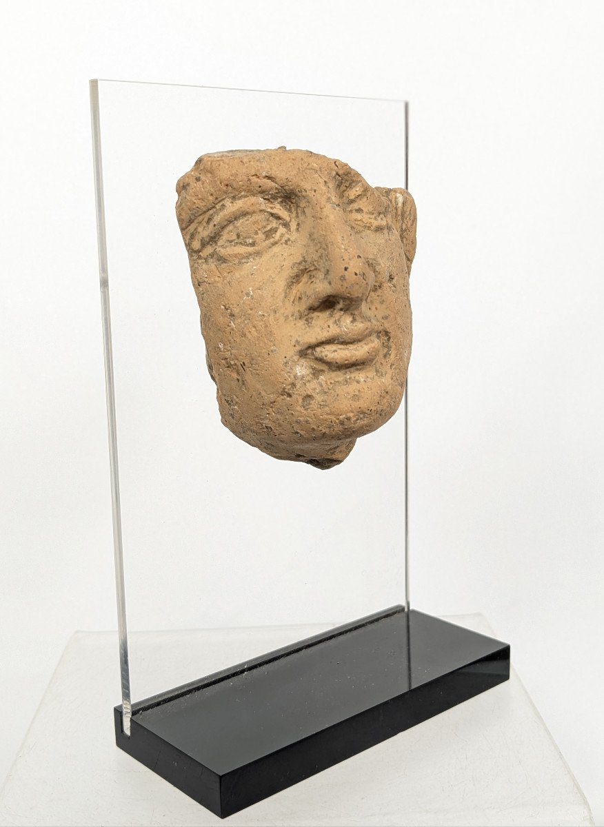 Fragment Of A Face, Terracotta, Rome -- Late Empire 1st-4th Century-photo-3