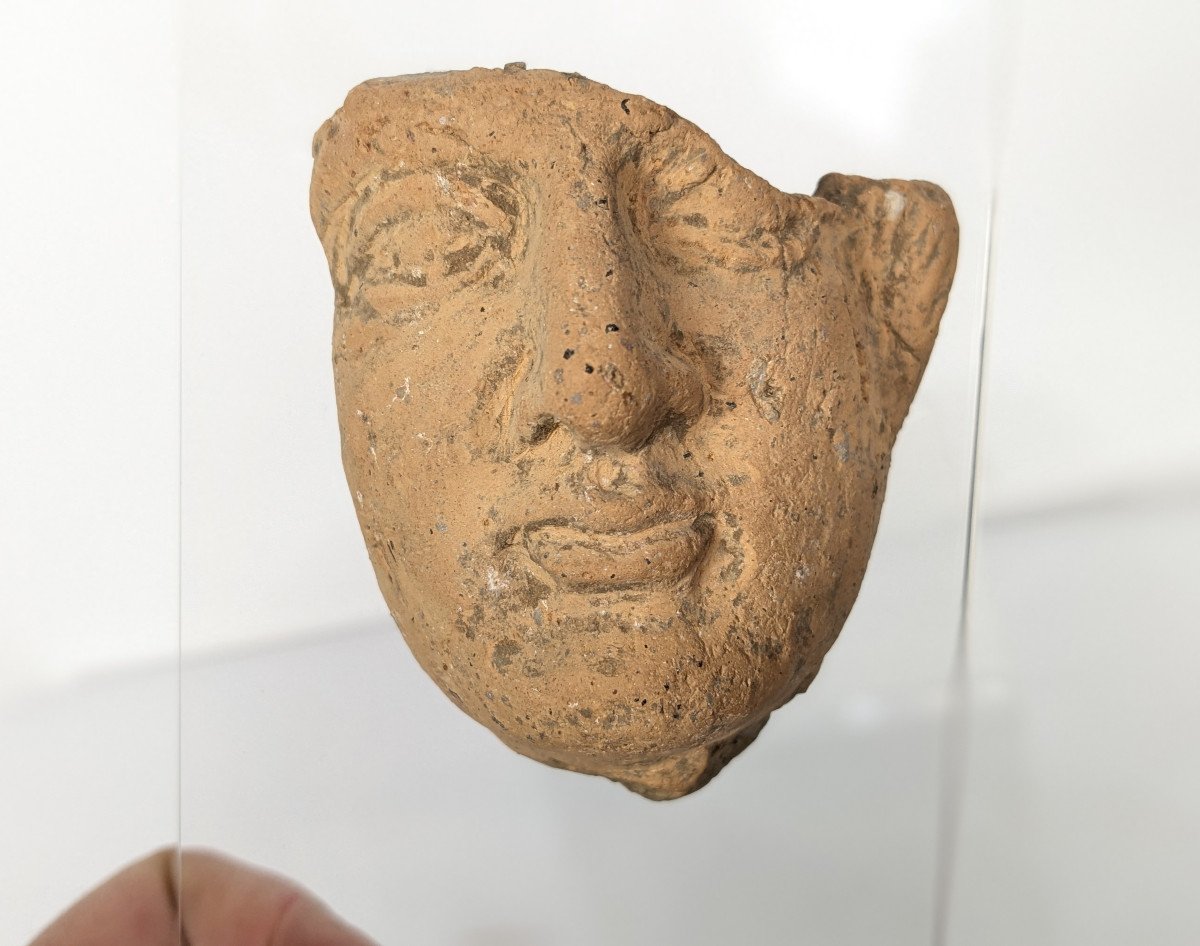 Fragment Of A Face, Terracotta, Rome -- Late Empire 1st-4th Century-photo-2