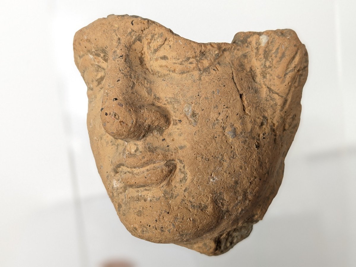 Fragment Of A Face, Terracotta, Rome -- Late Empire 1st-4th Century-photo-3