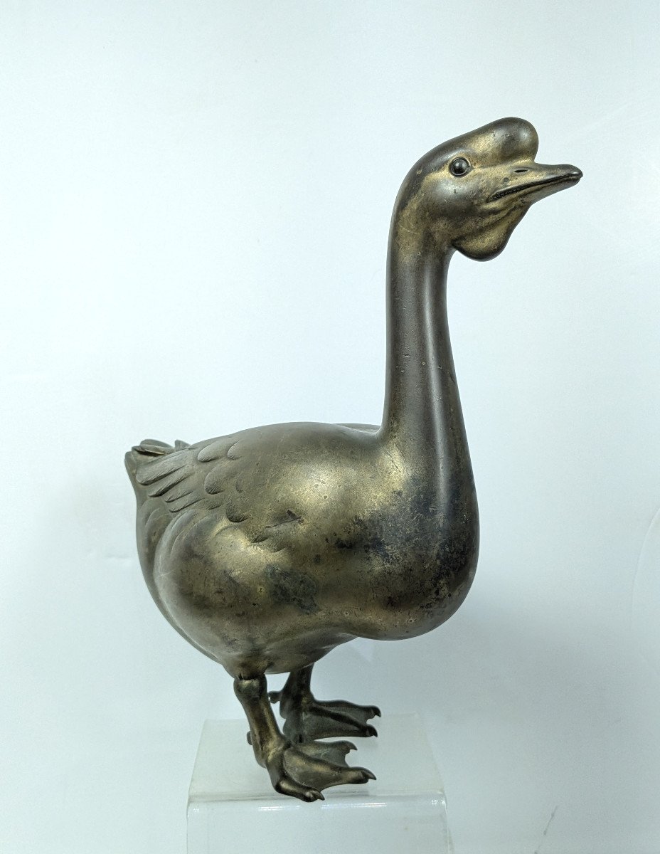 A Chinese Goose - Bronze 1930-50 Japan-photo-2