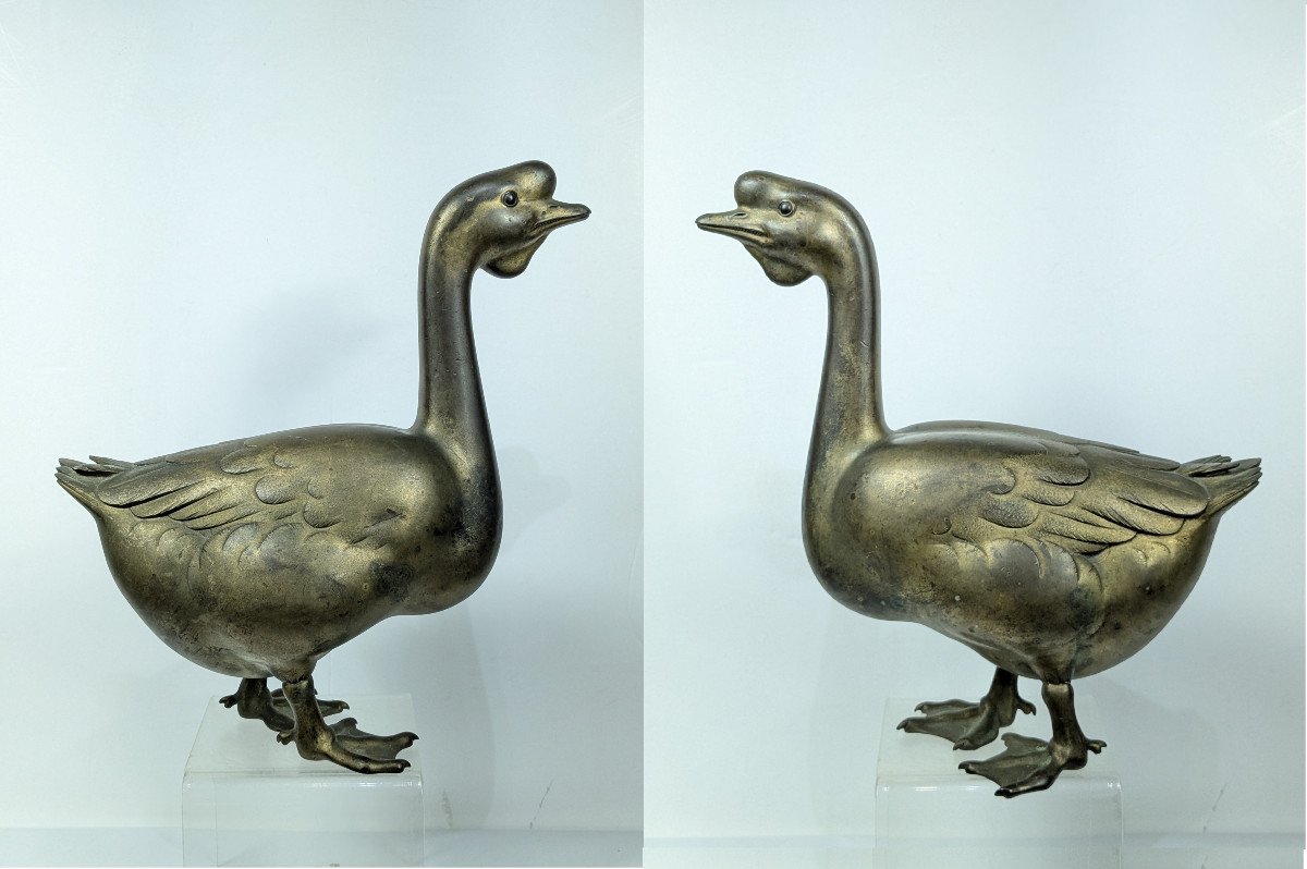 A Chinese Goose - Bronze 1930-50 Japan-photo-2