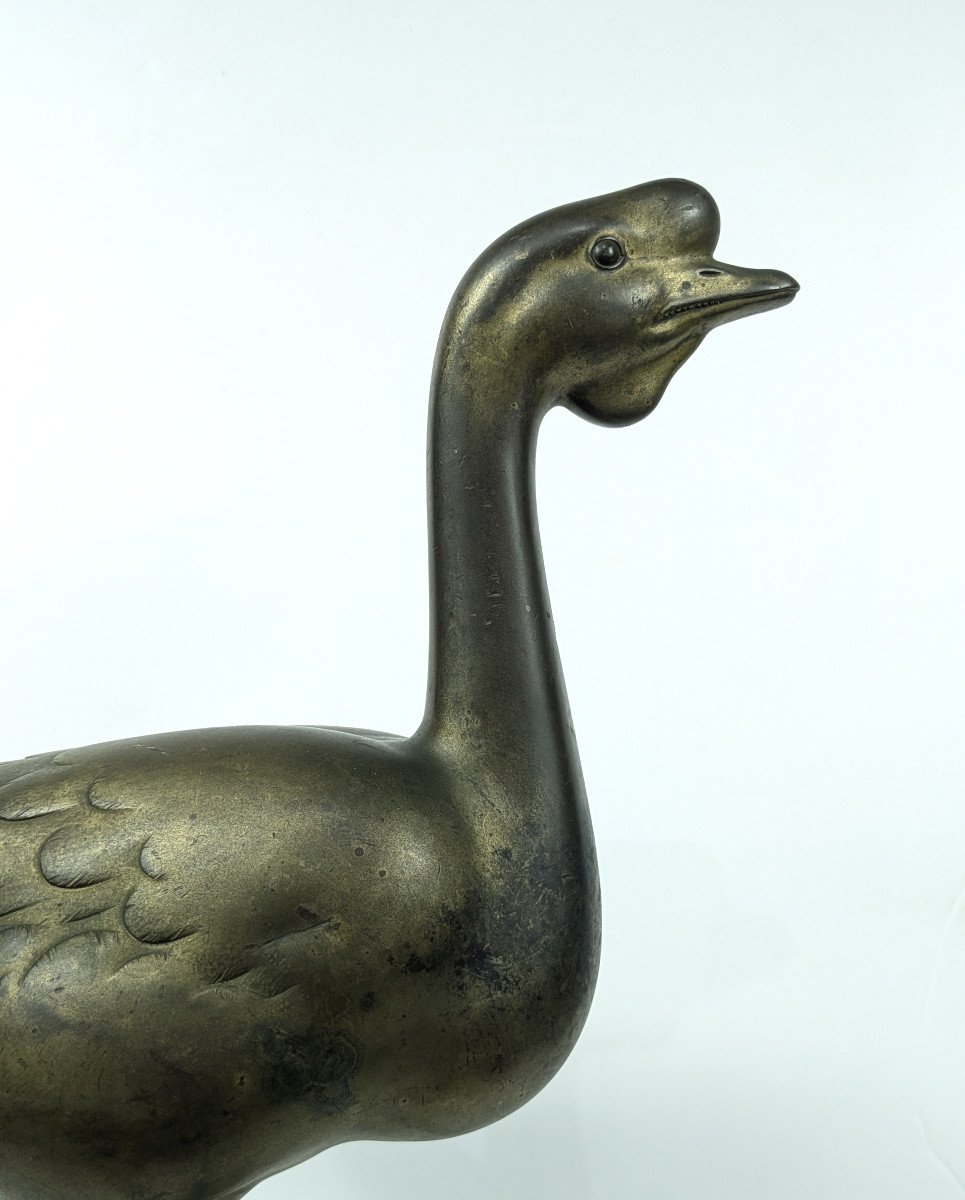 A Chinese Goose - Bronze 1930-50 Japan-photo-3