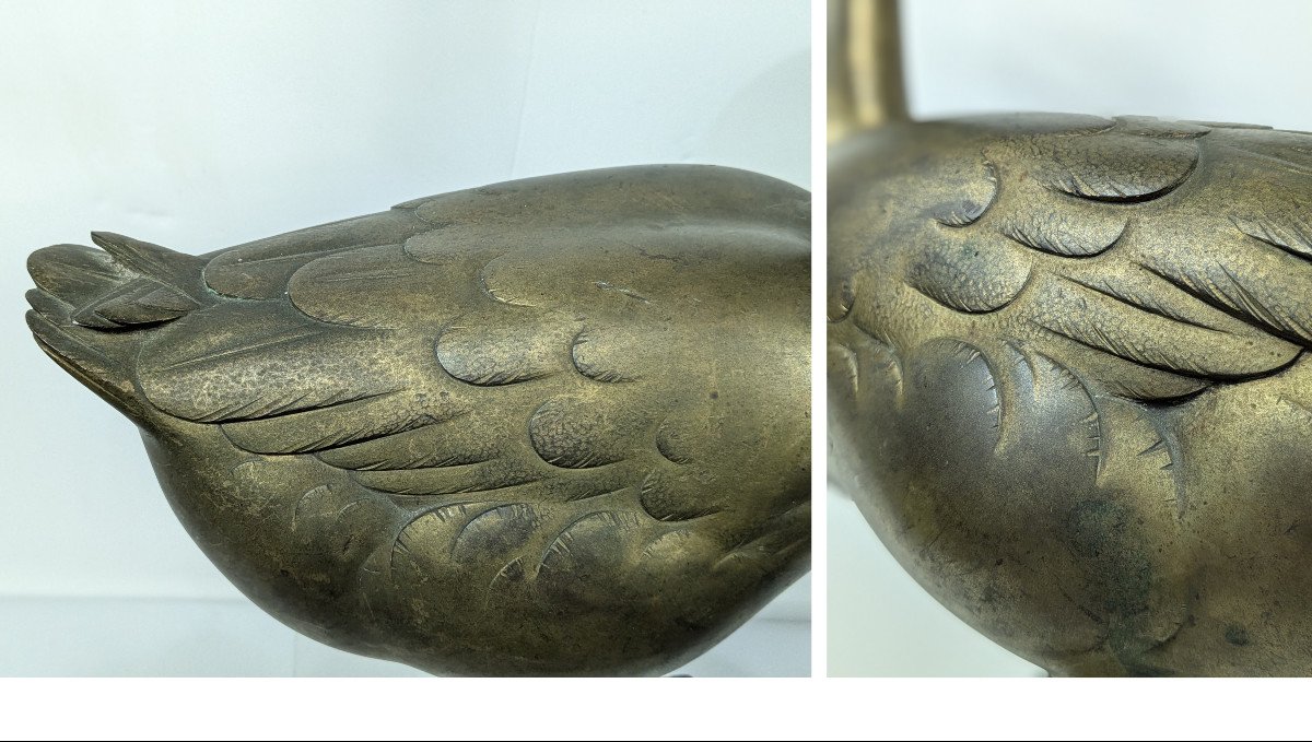 A Chinese Goose - Bronze 1930-50 Japan-photo-8