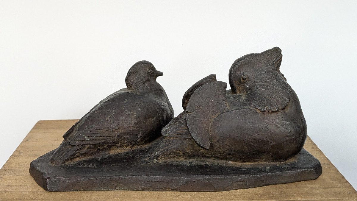 Couple de pigeons - Bronze par Kijiro Tsukada - 1958  #576