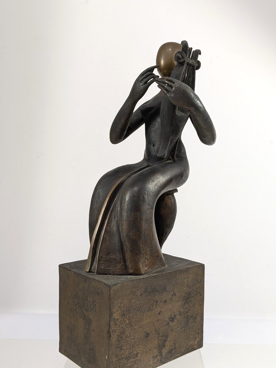 Une étrange harpiste - bronze 1992 - Japon-photo-3