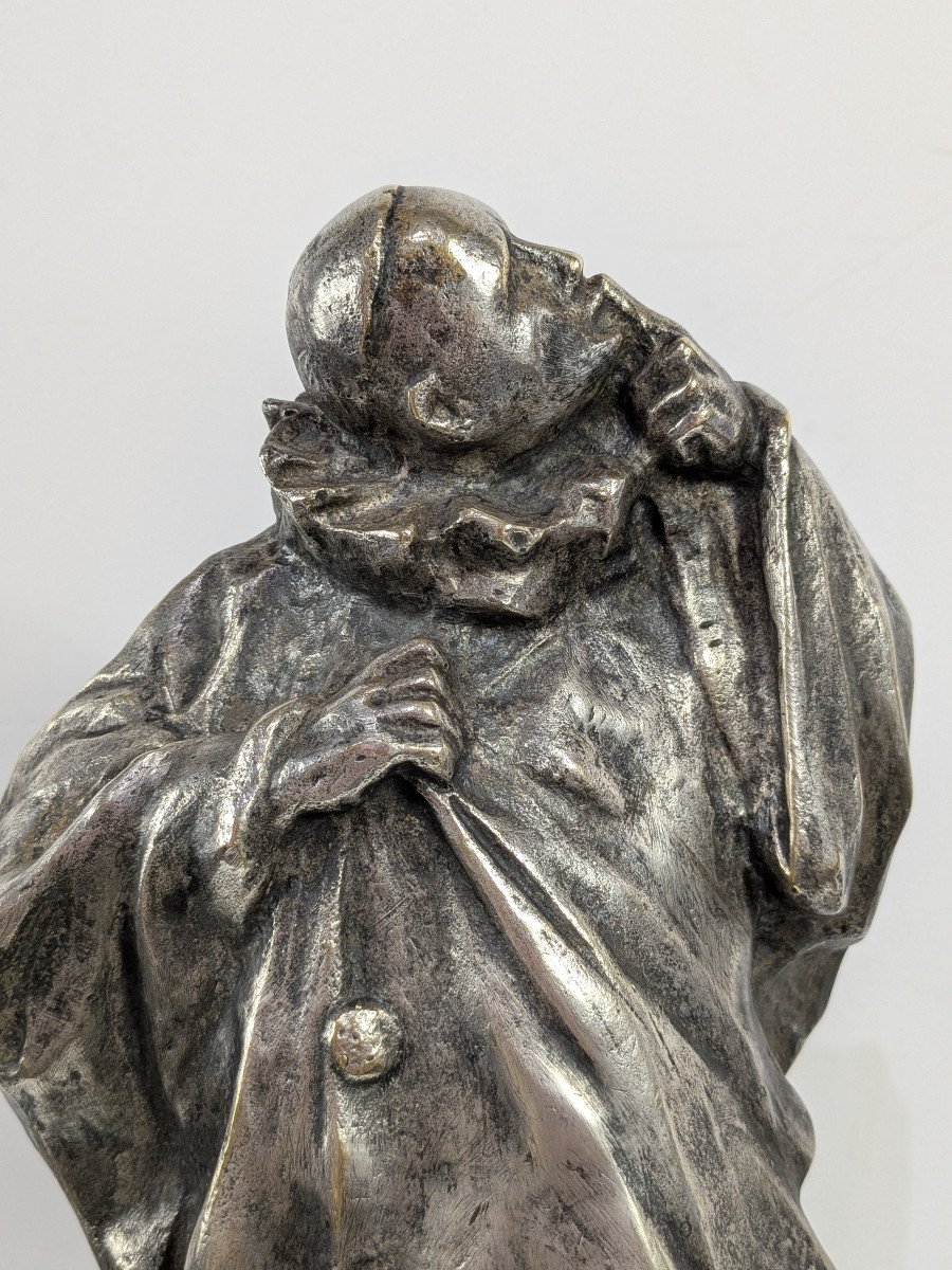 Pierrot In Love - Silvered Bronze Circa 1900-1920-photo-1