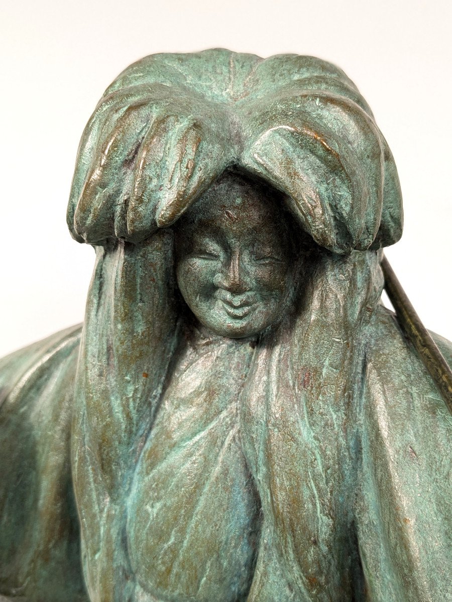 A Noh Theatre Actor - Bronze Circa 1950-60 By Eiji Kontani 1908-73-photo-2