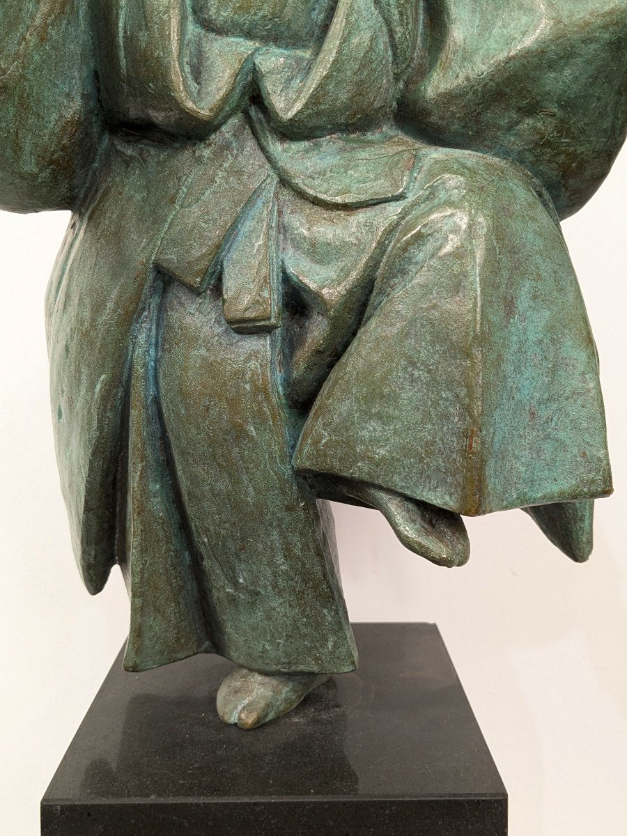 A Noh Theatre Actor - Bronze Circa 1950-60 By Eiji Kontani 1908-73-photo-6