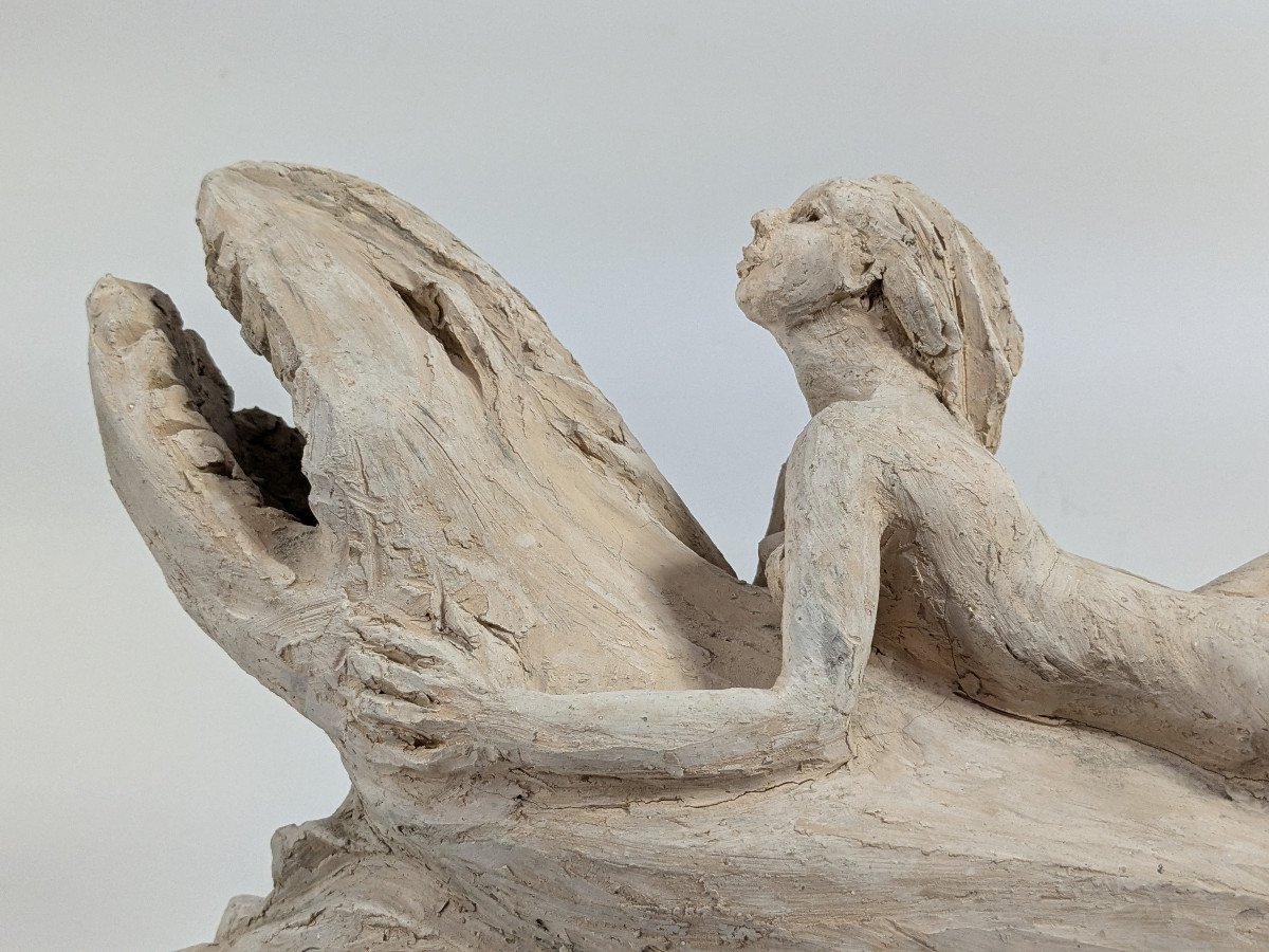 Nymph On A Dolphin - Terracotta Circa 1980 - Angela Cassanello 1921-2003-photo-4