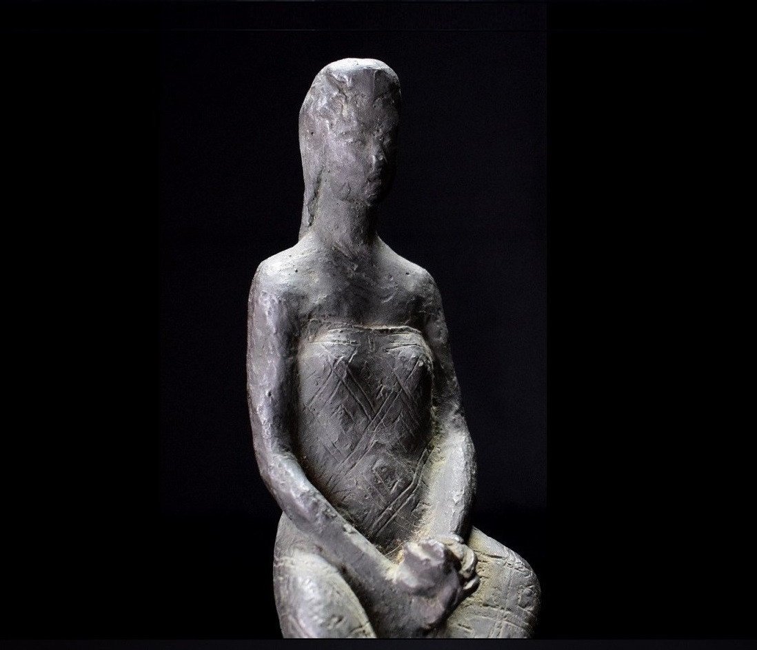 Young Woman With Flower - Bronze Circa 1950 By Yuichi Yamamoto (1899-1987)-photo-3