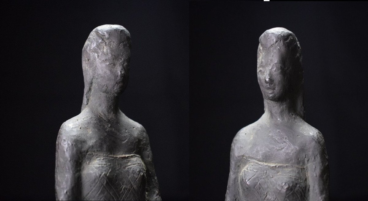 Young Woman With Flower - Bronze Circa 1950 By Yuichi Yamamoto (1899-1987)-photo-1