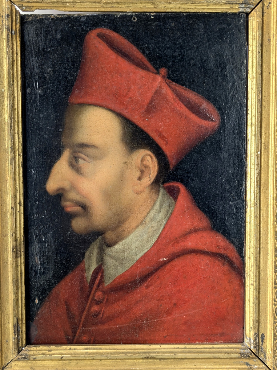 Portrait Of Charles Borromeo - Oil On Panel Circa 1650-1700-photo-2