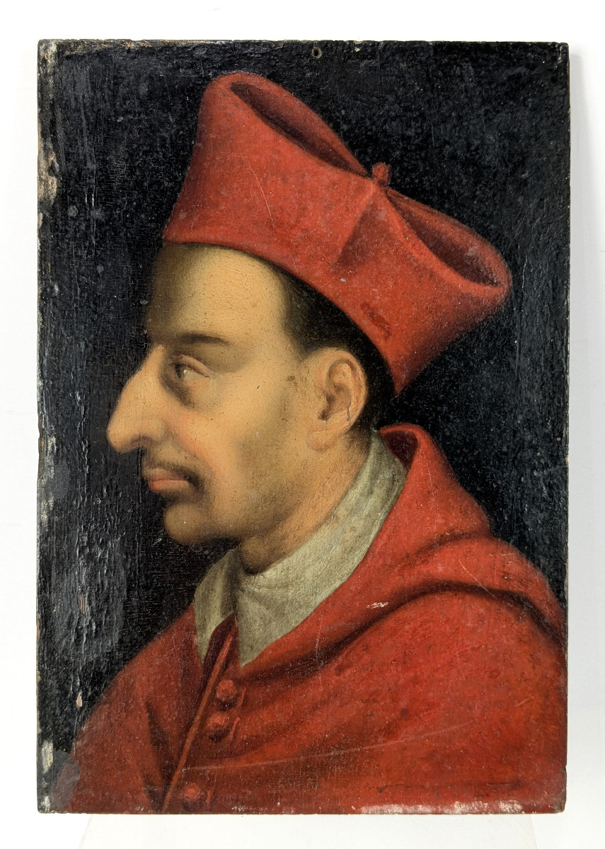 Portrait Of Charles Borromeo - Oil On Panel Circa 1650-1700-photo-3