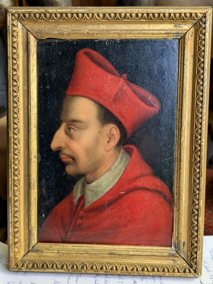 Portrait Of Charles Borromeo - Oil On Panel Circa 1650-1700-photo-1