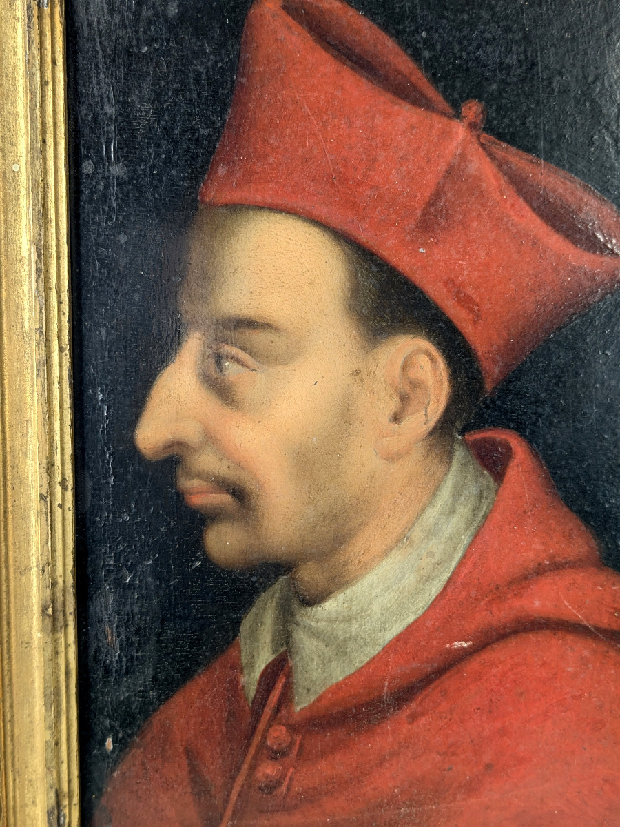 Portrait Of Charles Borromeo - Oil On Panel Circa 1650-1700-photo-2