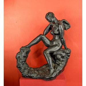 An Angel Woman - Nude Bronze Circa 1960 By Tenkō Fujino 1903 - 1974