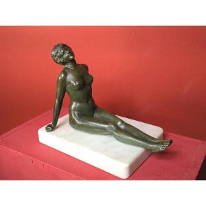 Bain de soleil - Petit nu Art déco,  bronze, vers 1930