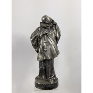 Pierrot In Love - Silvered Bronze Circa 1900-1920