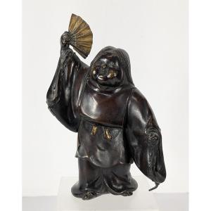 Enfant à l'éventail, bronze Japon, showa circa 1950  #779