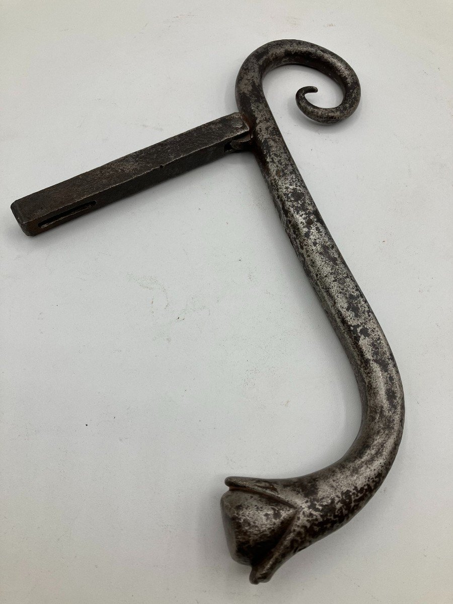 Forged And Figured Iron Door Knocker In The Shape Of A Snake