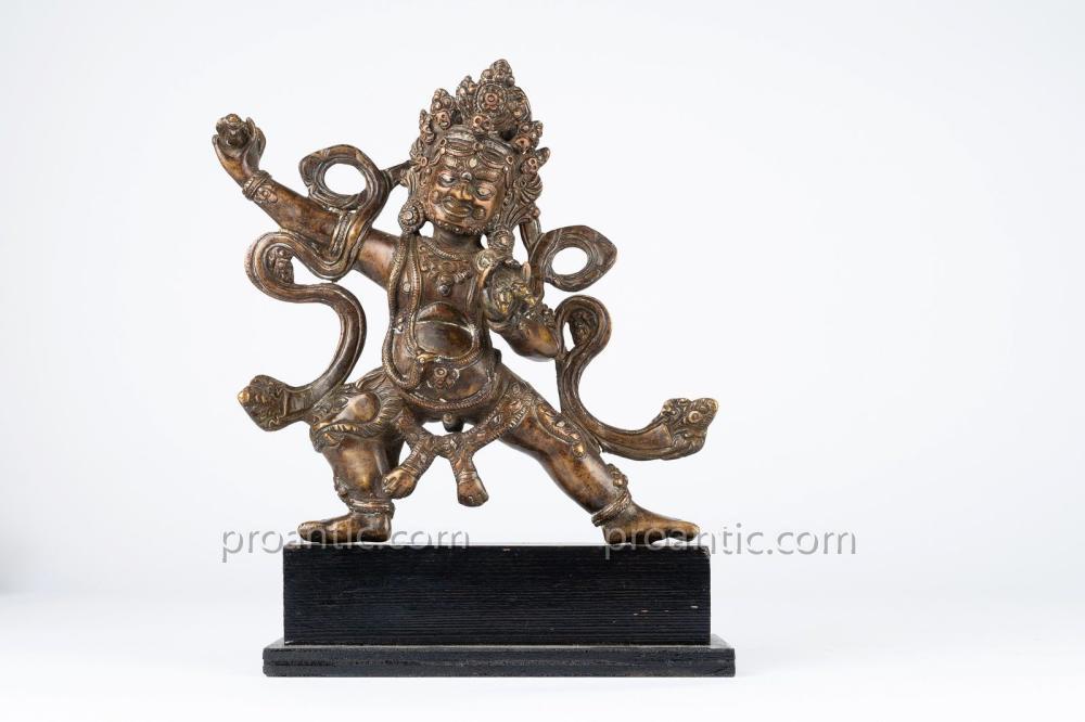Engraved Bronze Mahakala 'from Copper And Silver