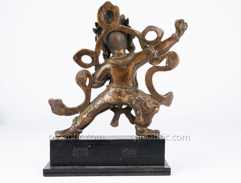 Engraved Bronze Mahakala 'from Copper And Silver-photo-2