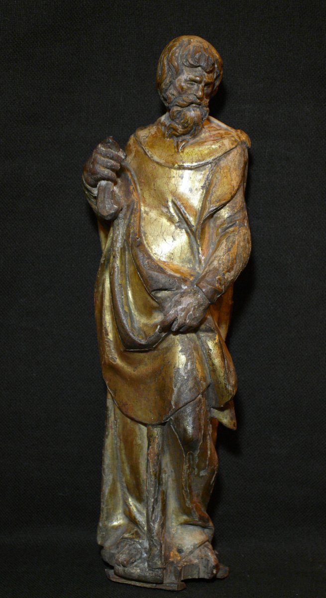 Paire De Sculptures  Bois Dore'  'evangelistes'-photo-2