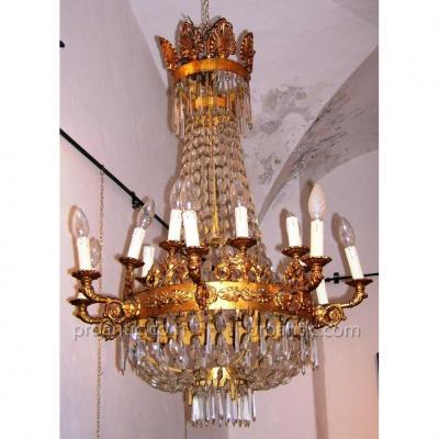 In Metal Chandelier Mongolfiere Dore 'and Crystal Debut XIX