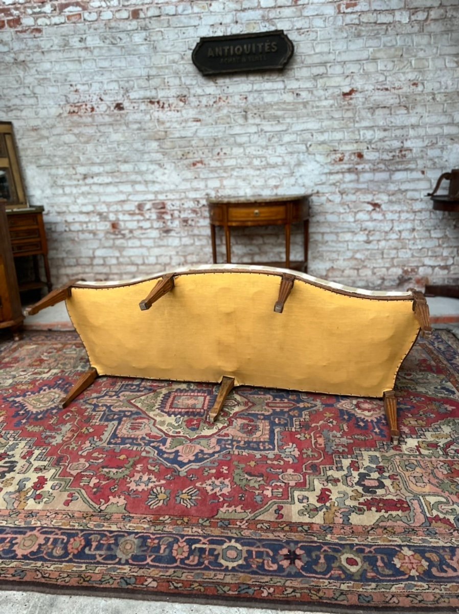 Sofa In Natural Wood Louis XVI XVIII Eme Century-photo-5