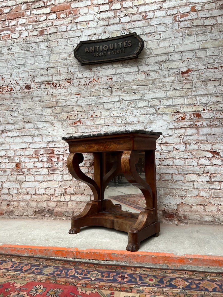 Mahogany Console With Mirror Bottom From The Restoration Period XIX Eme Century-photo-3