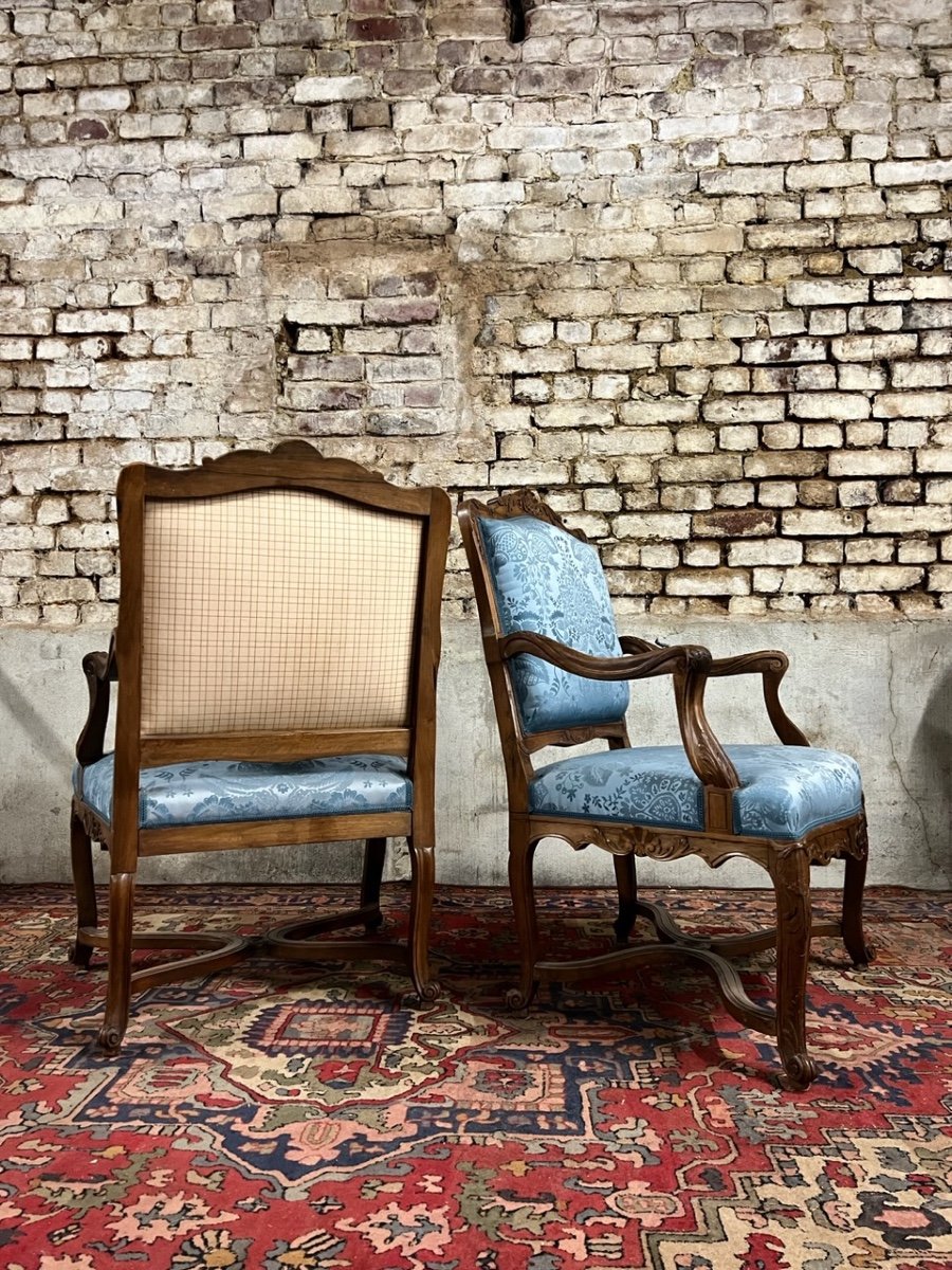 Pair Of Natural Wood Armchairs In Regency Style 19th Century-photo-8