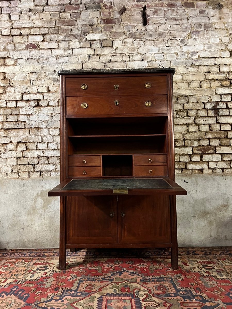 Important Secretary In Mahogany Louis XVI XVIII Eme Century-photo-4