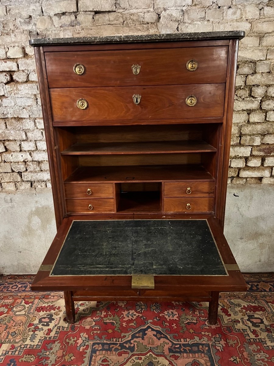 Important Secretary In Mahogany Louis XVI XVIII Eme Century-photo-1