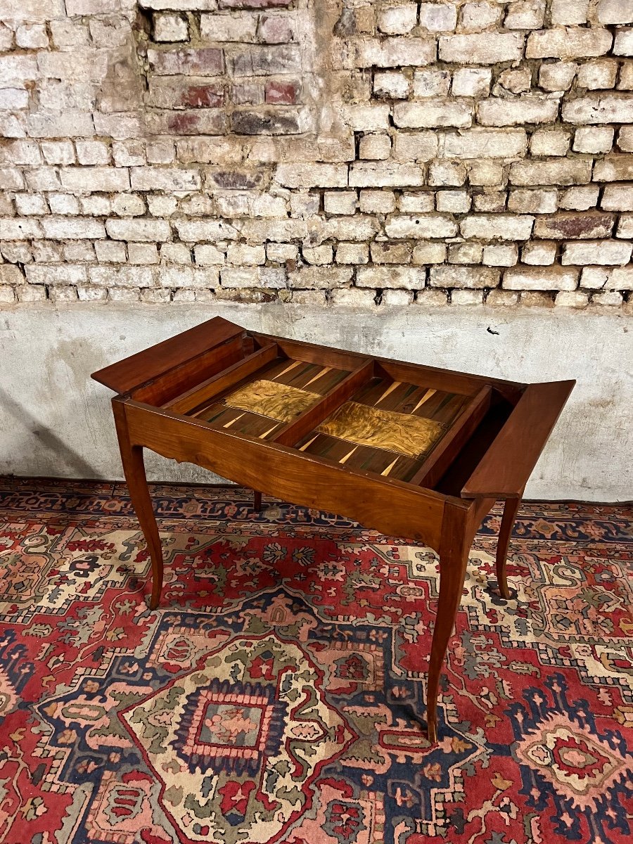 Table à Jeux Tric Trac En Bois Naturel D’époque Louis XV XVIII Eme Siècle -photo-3