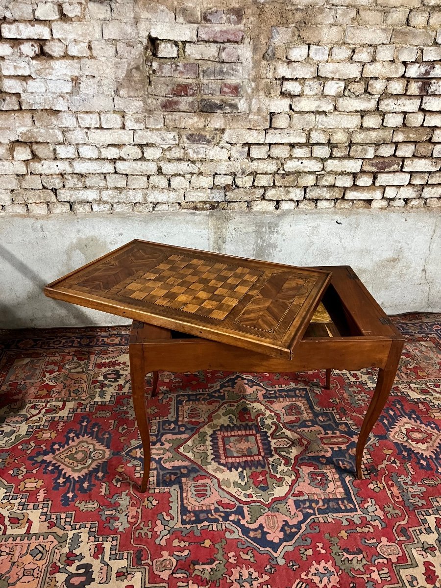 Table à Jeux Tric Trac En Bois Naturel D’époque Louis XV XVIII Eme Siècle -photo-4